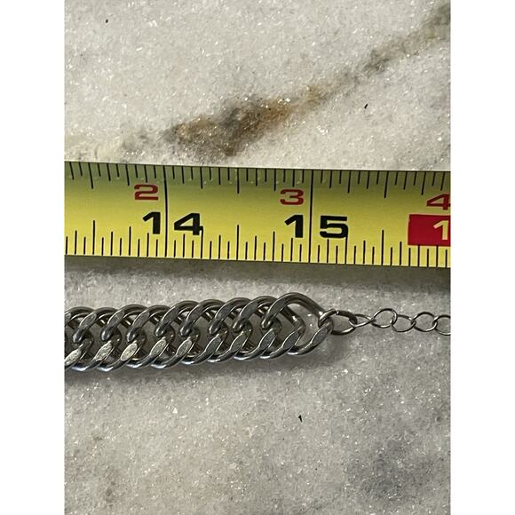 Vintage Guess Silver & Stone Claw Beaded Chain Choker Necklace - Picture 6 of 8